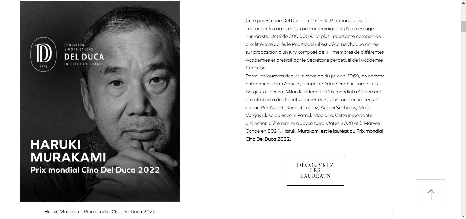 Murakami Haruki recibe prestigioso Premio Cino Del Duca 2022