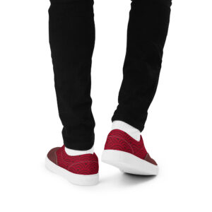 Seigaiha (red) - Japanese Patterns / Men’s lace-up canvas shoes - Image 5