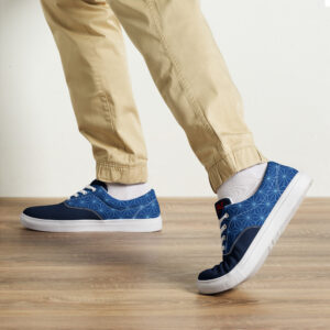 Asanoha (blue) - Japanese Patterns / Men’s lace-up canvas shoes - Image 7