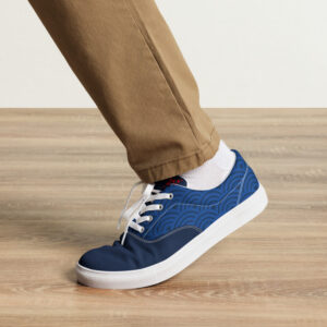 Seigaiha (blue) - Japanese Patterns / Men’s lace-up canvas shoes - Image 2