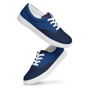 Seigaiha (blue) - Japanese Patterns / Men’s lace-up canvas shoes - Image 12