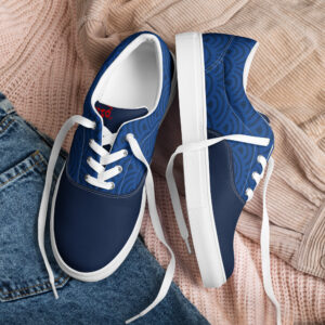 Seigaiha (blue) - Japanese Patterns / Men’s lace-up canvas shoes