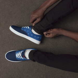 Asanoha (blue) - Japanese Patterns / Men’s lace-up canvas shoes - Image 2