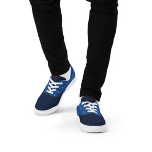 Asanoha (blue) - Japanese Patterns / Men’s lace-up canvas shoes - Image 3