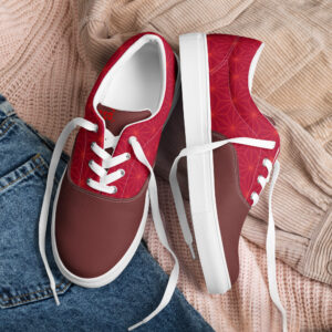 Asanoha (red) - Japanese Patterns / Men’s lace-up canvas shoes
