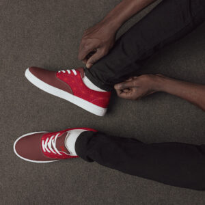 Asanoha (red) - Japanese Patterns / Men’s lace-up canvas shoes - Image 2