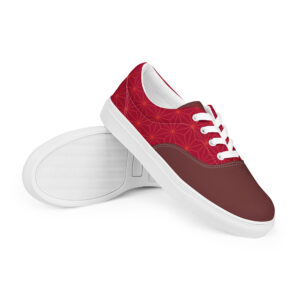 Asanoha (red) - Japanese Patterns / Men’s lace-up canvas shoes - Image 4