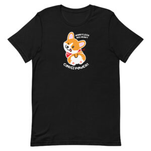 Short legs, big heart: Corgi power! (black) / Unisex t-shirt