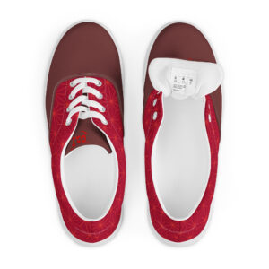 Asanoha (red) - Japanese Patterns / Women’s lace-up canvas shoes - Image 4