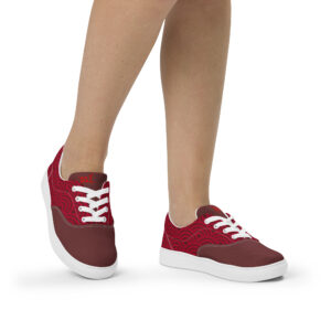 Seigaiha (red) - Japanese Patterns / Women’s lace-up canvas shoes - Image 4