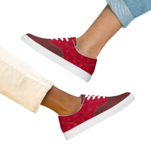 Asanoha (red) - Japanese Patterns / Women’s lace-up canvas shoes - Image 6