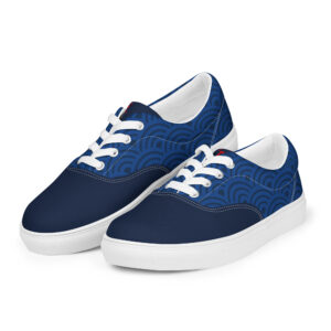 Seigaiha (blue) - Japanese Patterns / Women’s lace-up canvas shoes - Image 8