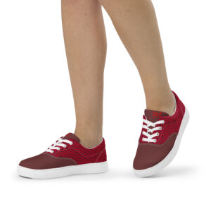 Seigaiha (red) - Japanese Patterns / Women’s lace-up canvas shoes - Image 8