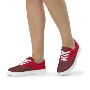 Asanoha (red) - Japanese Patterns / Women’s lace-up canvas shoes - Image 7