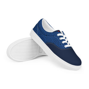 Seigaiha (blue) - Japanese Patterns / Women’s lace-up canvas shoes - Image 9