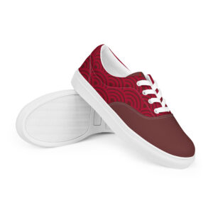 Seigaiha (red) - Japanese Patterns / Women’s lace-up canvas shoes - Image 3